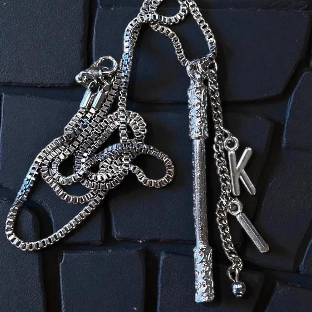 Dungeons and Dragons Monk necklace Monk staff and the initials KI DND jewelry